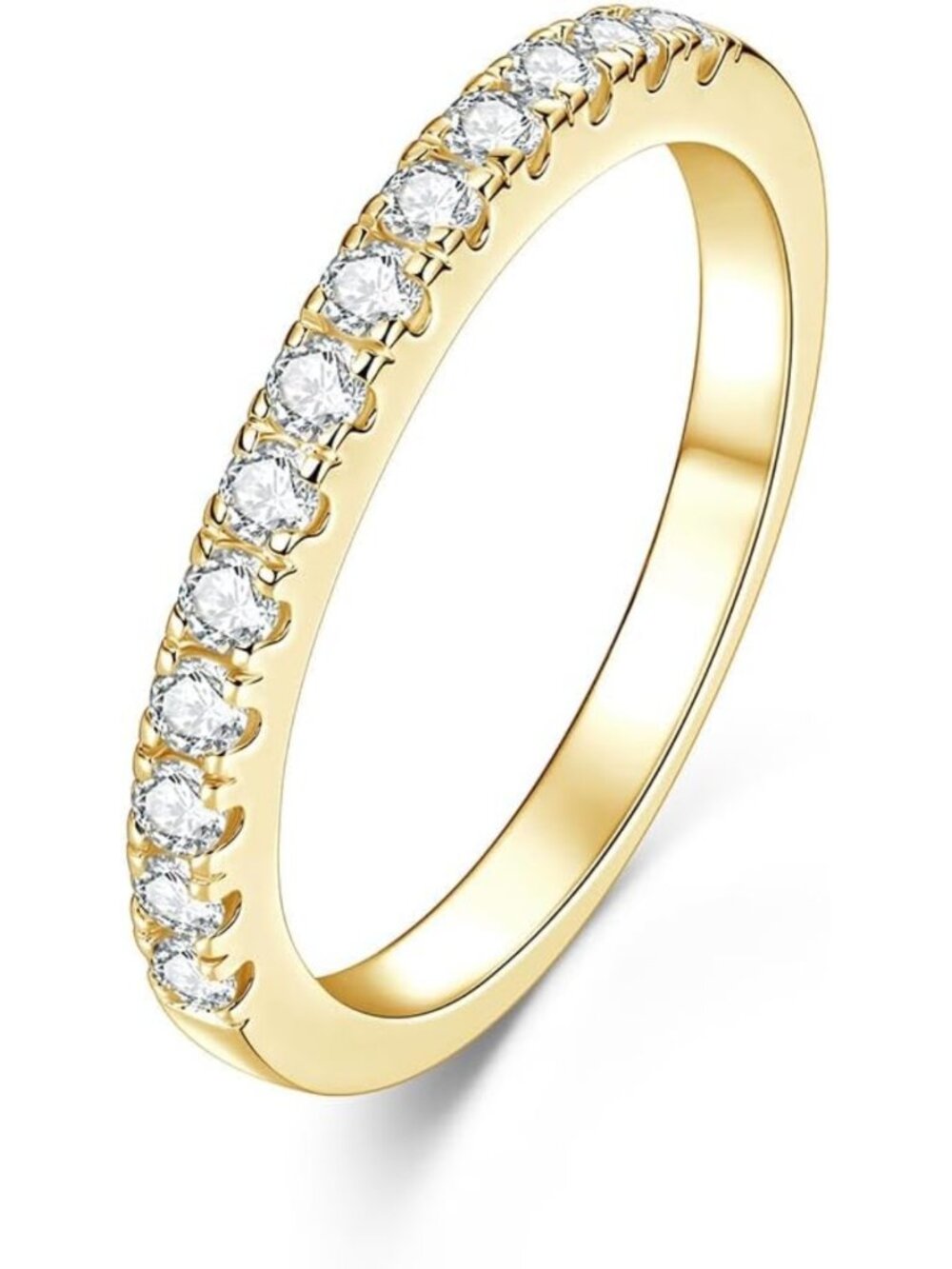 14K Gold Filled Moissanite Engagement Ring, Stackable Half Eternity Band, Size